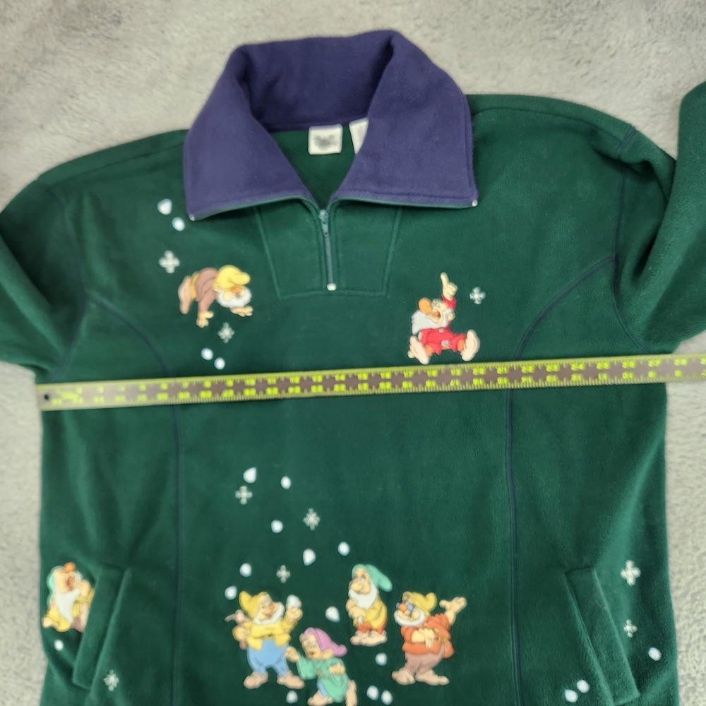Vintage 90s Disney Catalog Seven Dwarfs Green 1/4 Zip Fleece Jacket Womens 2X - Picture 4 of 5